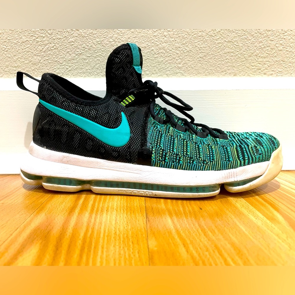 Nike Zoom KD 9 Clear Jade Black 843392-300 Birds Of Paradise Durant Shoes Sz 9.5